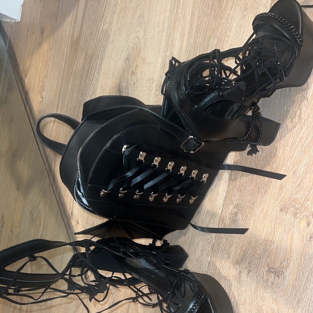 Platform BAT heels along with BAT backpack